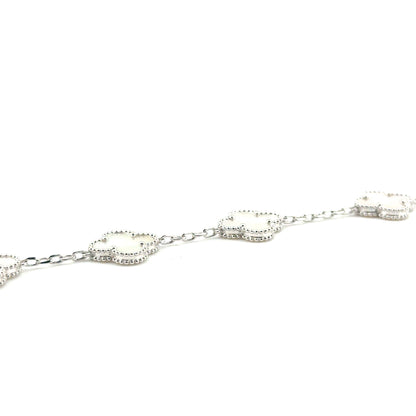 Pulsera Trébol (madre de perla) en Plata