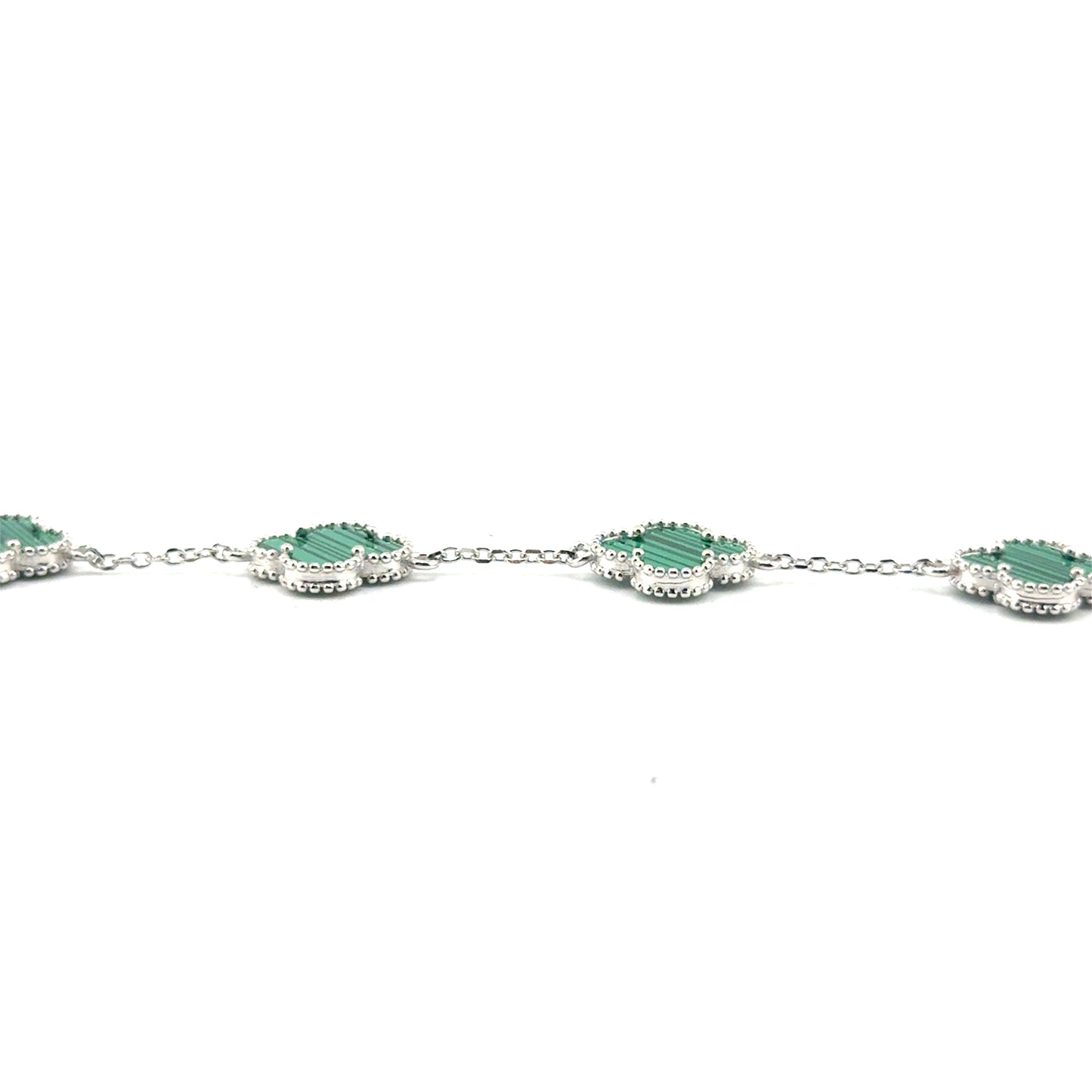Pulsera Trebol (malaquita) en Plata