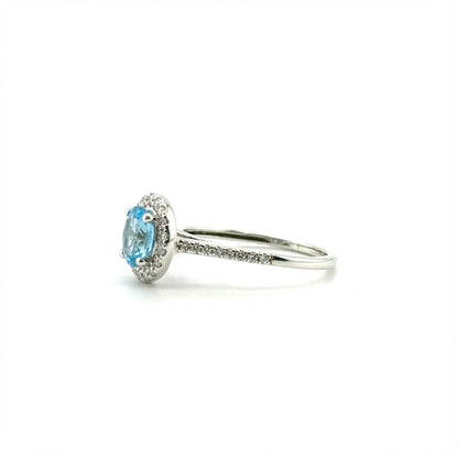 Anillo de Diamante Azul (Lab) en Oro Blanco 10K