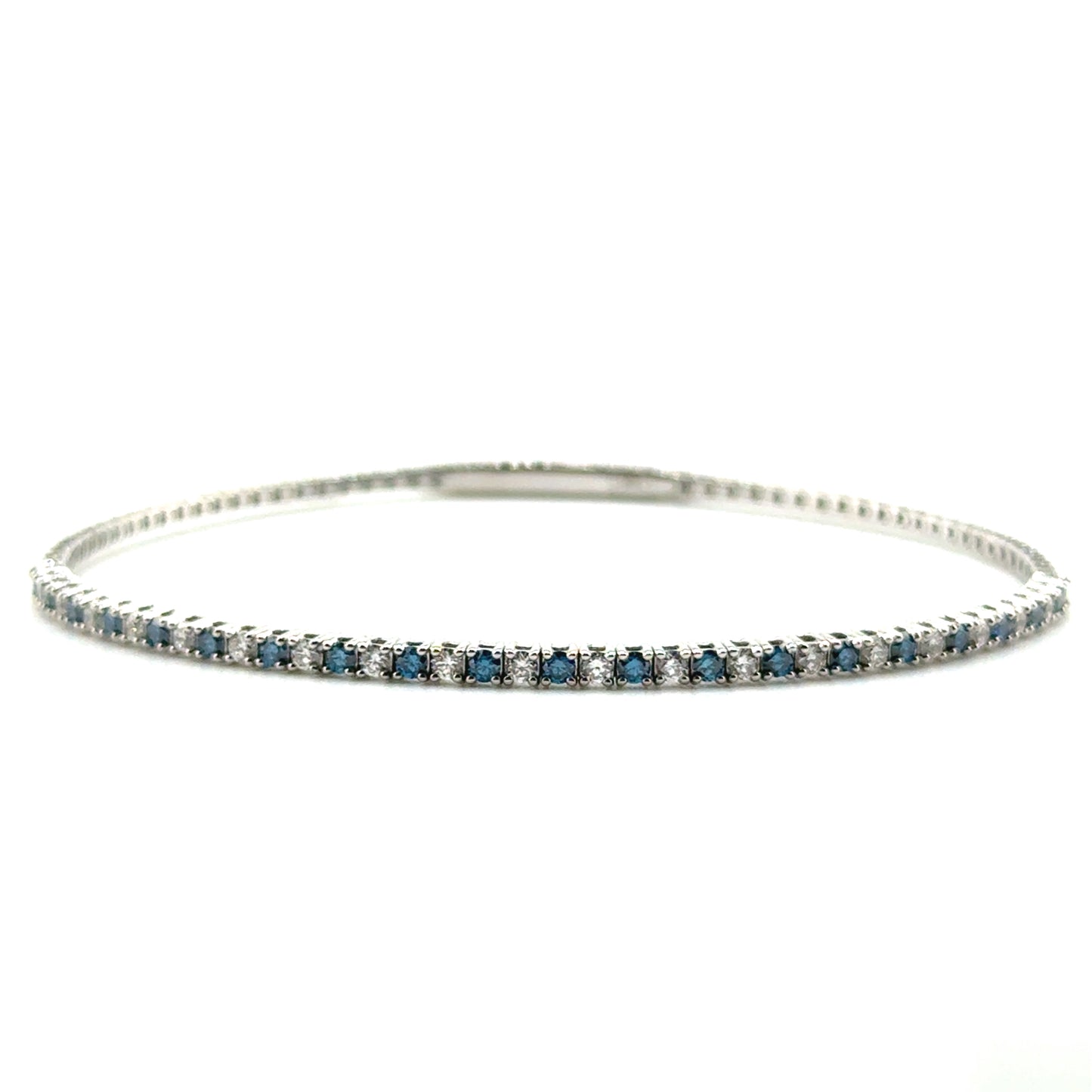 Caña Flexible con Diamantes Laboratorio (azul) en Oro 14K