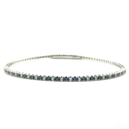 Caña Flexible con Diamantes Laboratorio (azul) en Oro 14K