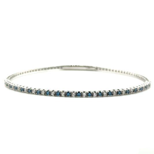 Caña Flexible con Diamantes Laboratorio (azul) en Oro 14K