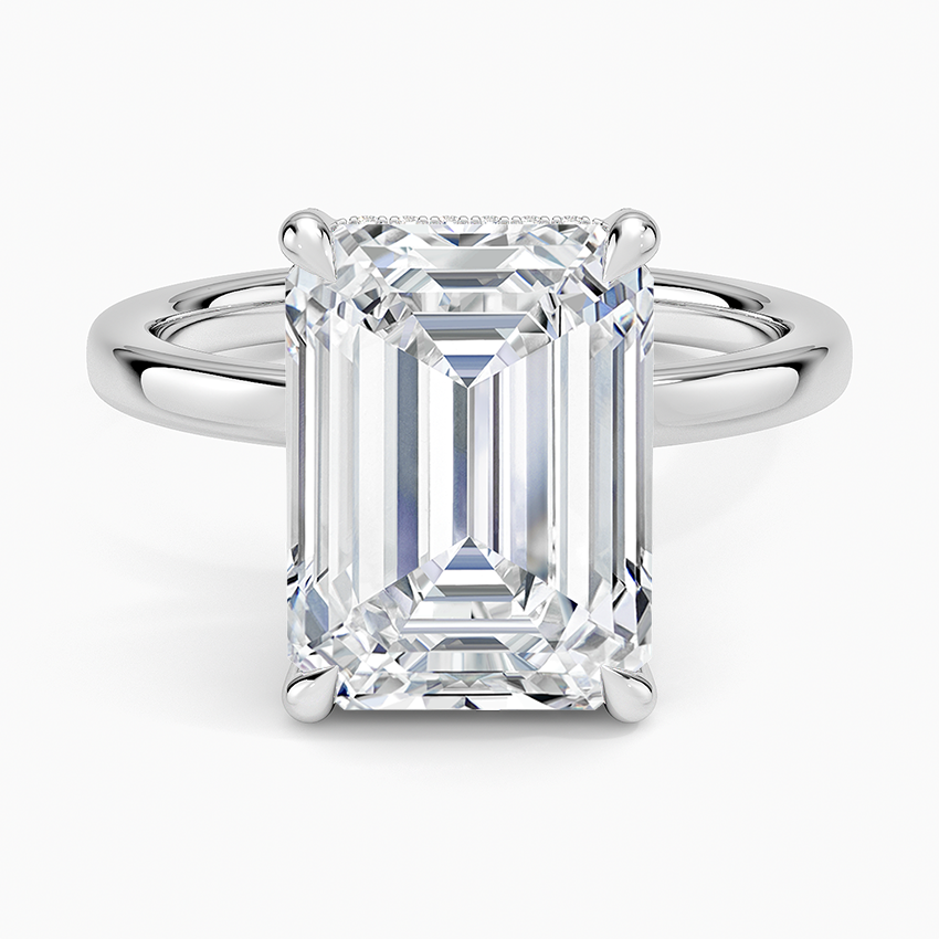 Anillo de Diamante Laboratorio (corte esmeralda) en Oro Blanco 18kt