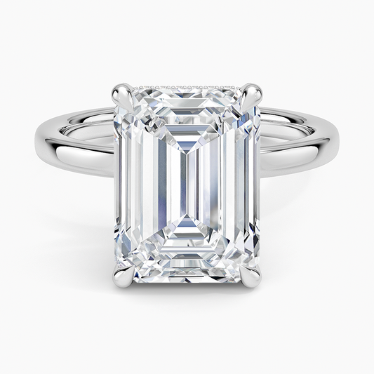 Anillo de Diamante Laboratorio (corte esmeralda) en Oro Blanco 18kt