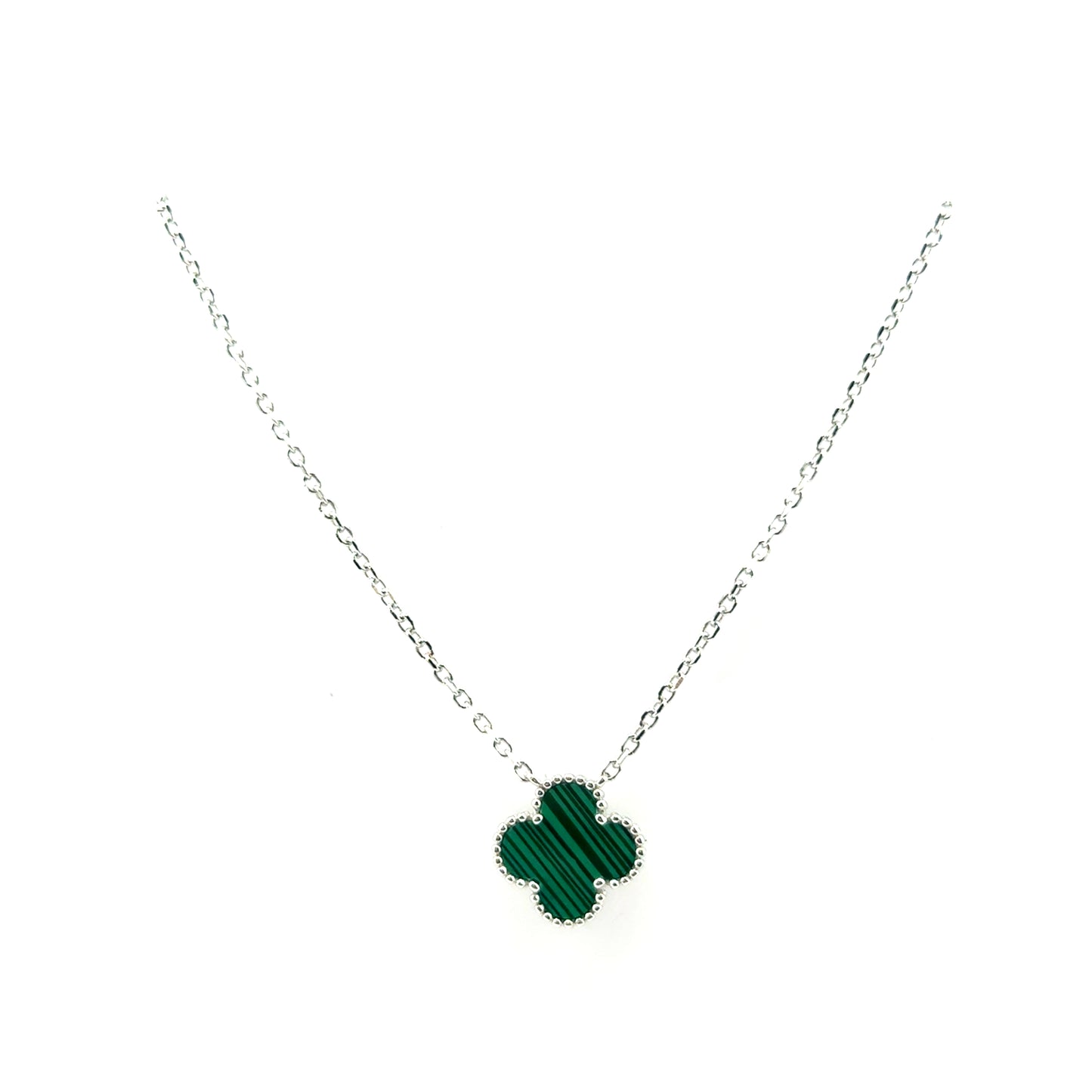Collar Trebol (malaquita) en Plata