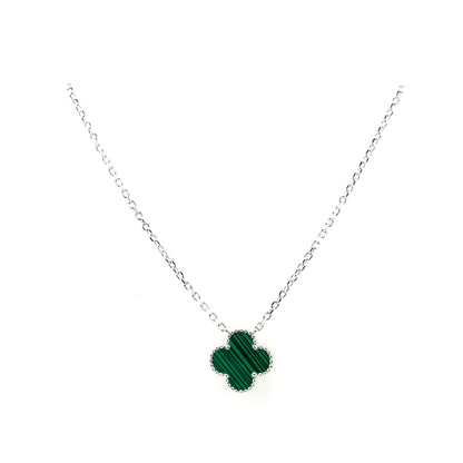 Collar Trebol (malaquita) en Plata