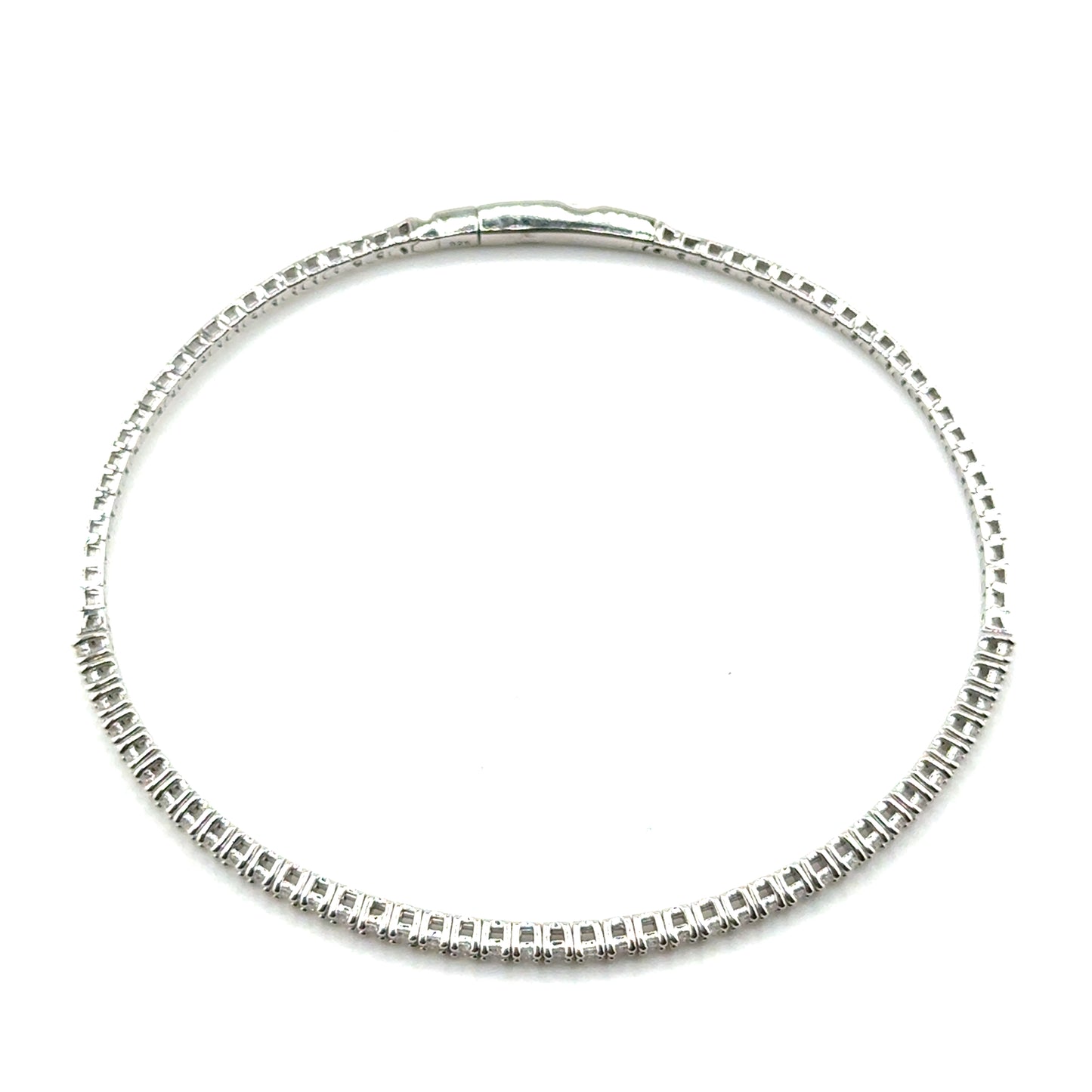 Caña Flexible con Diamantes Laboratorio en Plata