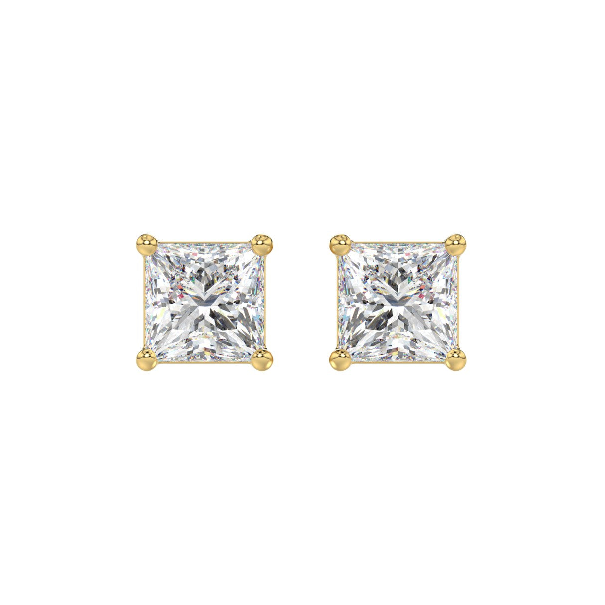 Aretes de Diamante Laboratorio (princesa) en Oro 14K