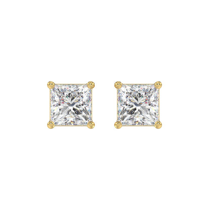 Aretes de Diamante Laboratorio (princesa) en Oro 14K
