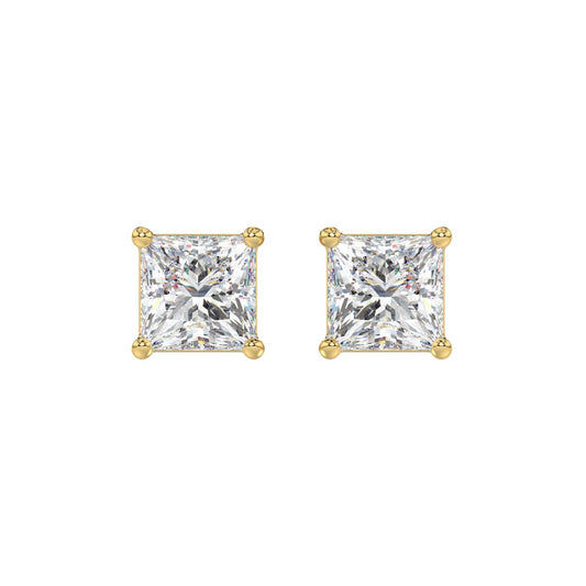 Aretes de Diamante Laboratorio (princesa) en Oro 14K