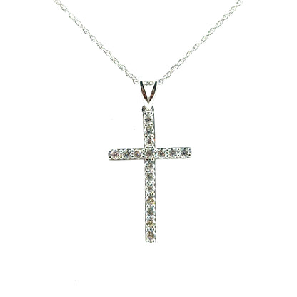 Dije Cruz en Plata con Diamantes Laboratorio