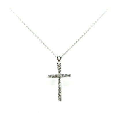 Dije Cruz en Plata con Diamantes Laboratorio