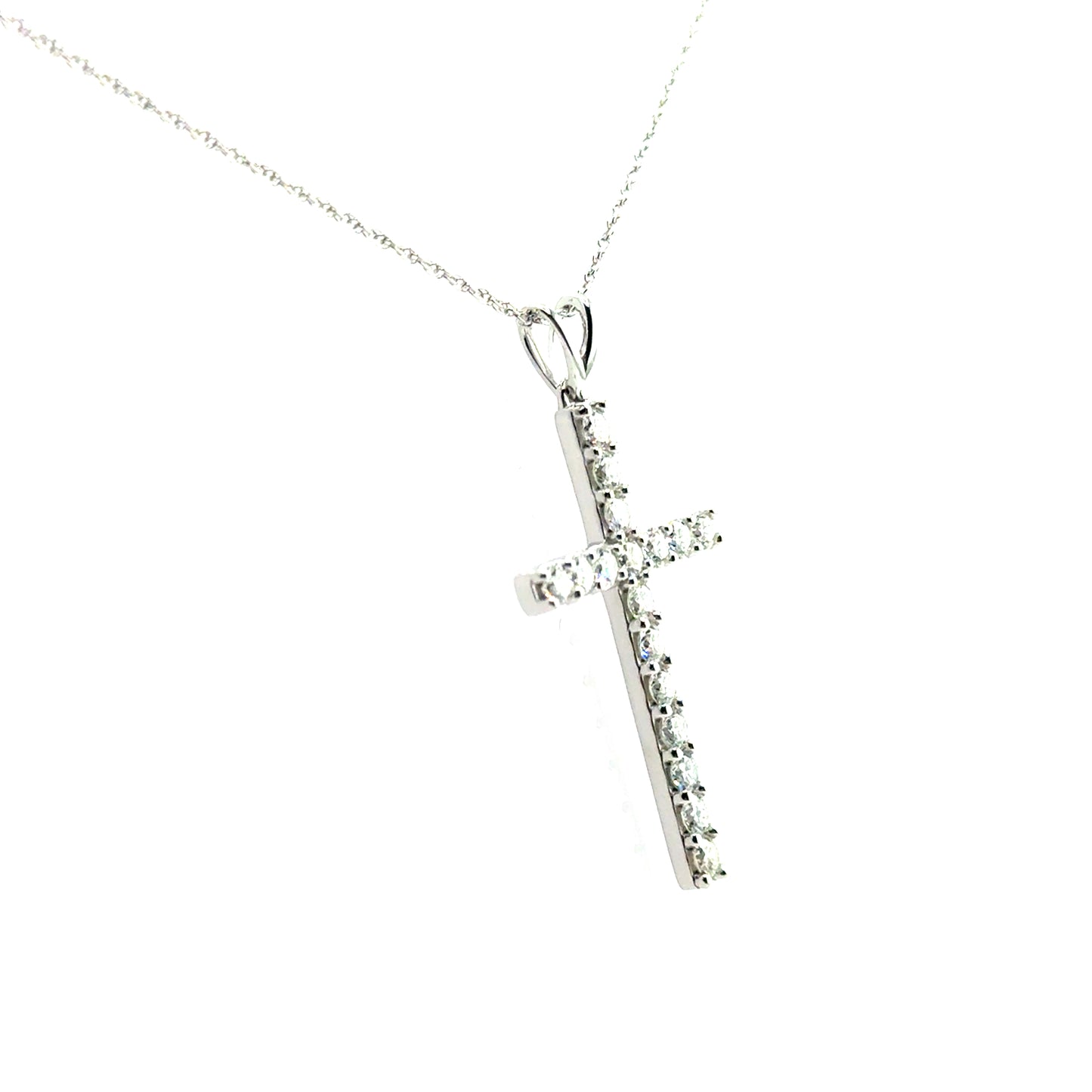 Dije Cruz en Plata con Diamantes Laboratorio