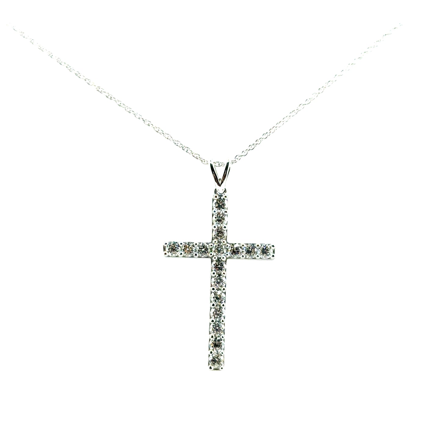 Dije Cruz en Plata con Diamantes Laboratorio