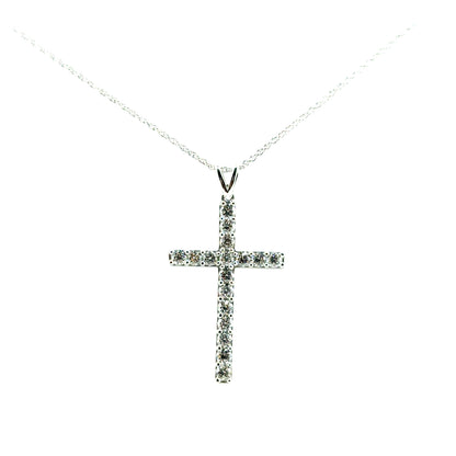 Dije Cruz en Plata con Diamantes Laboratorio