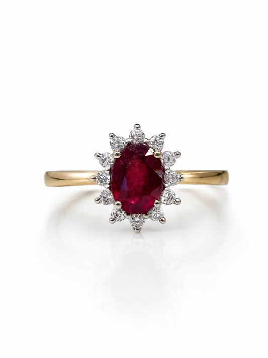 Anillo de Rubí en Plata 925 con Baño de Oro Amarillo (1.8cts)