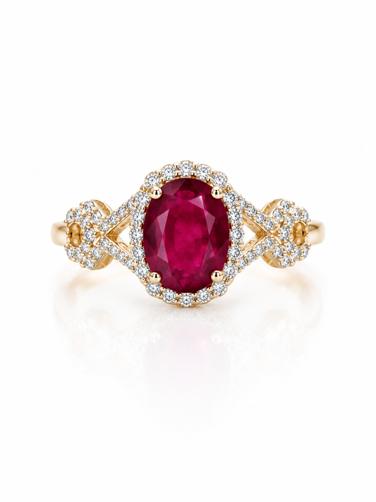 Anillo de Rubí en Plata 925 con Baño de Oro Amarillo (2.2cts)