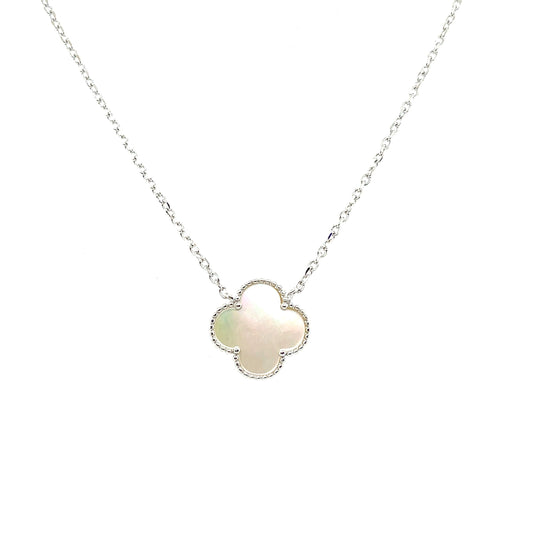 Collar Trebol (madre de perla) en Plata
