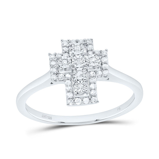 Silver Cross Ring with Diamonds