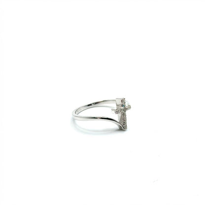 Anillo (cruz) de Diamantes en Oro Blanco 14K (0.15ct)