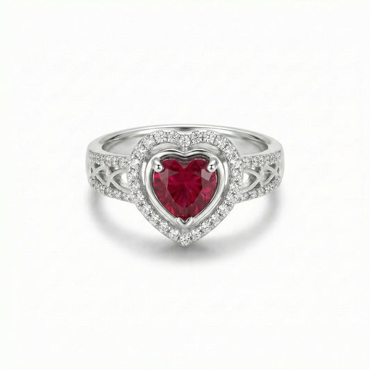 Anillo (corazon) en Plata con Diamantes (SRU)
