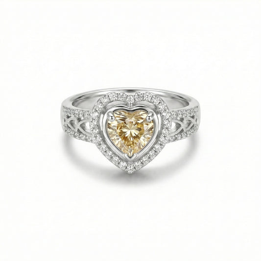 Anillo (corazon) en Plata con Diamantes (SCT)