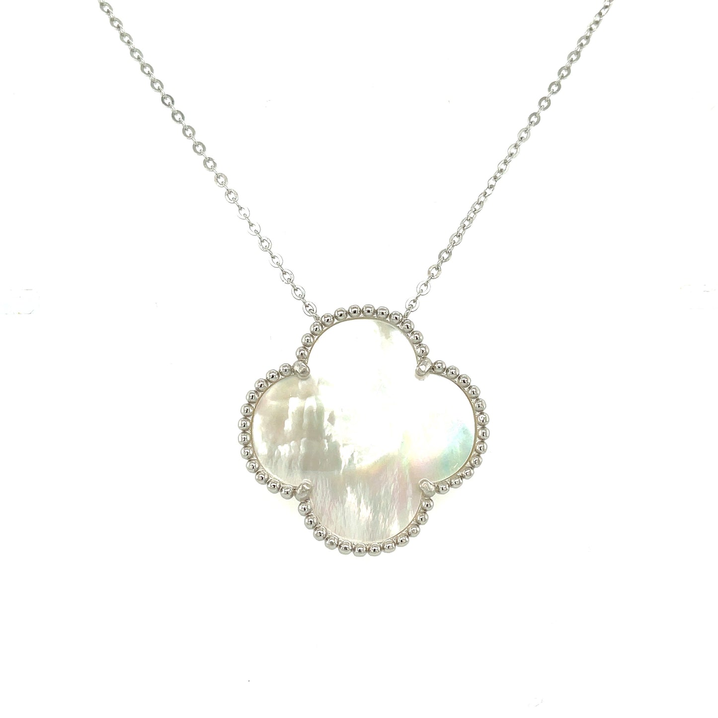 Collar Trebol (blanco) en Plata 925