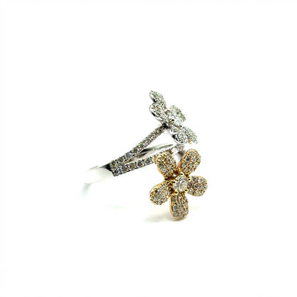 Anillo (flor) de Diamantes en Oro (dos tonos) 14K