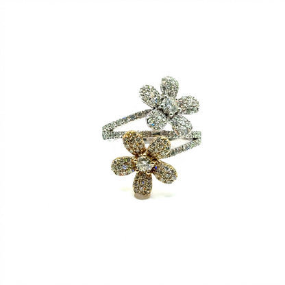 Anillo (flor) de Diamantes en Oro (dos tonos) 14K