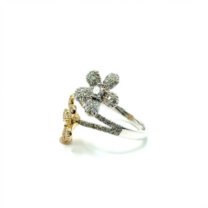 Anillo (flor) de Diamantes en Oro (dos tonos) 14K