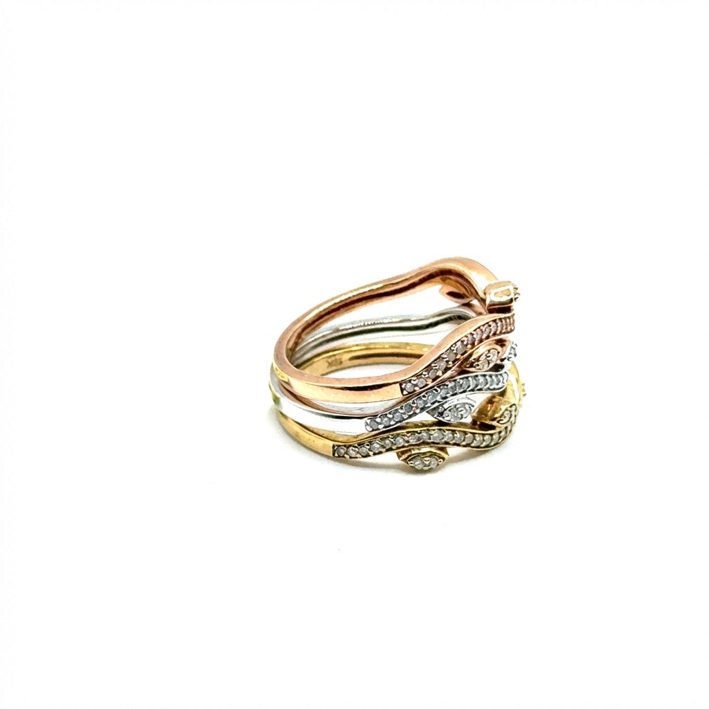 Trio de Anillos de Diamantes en Oro 10K