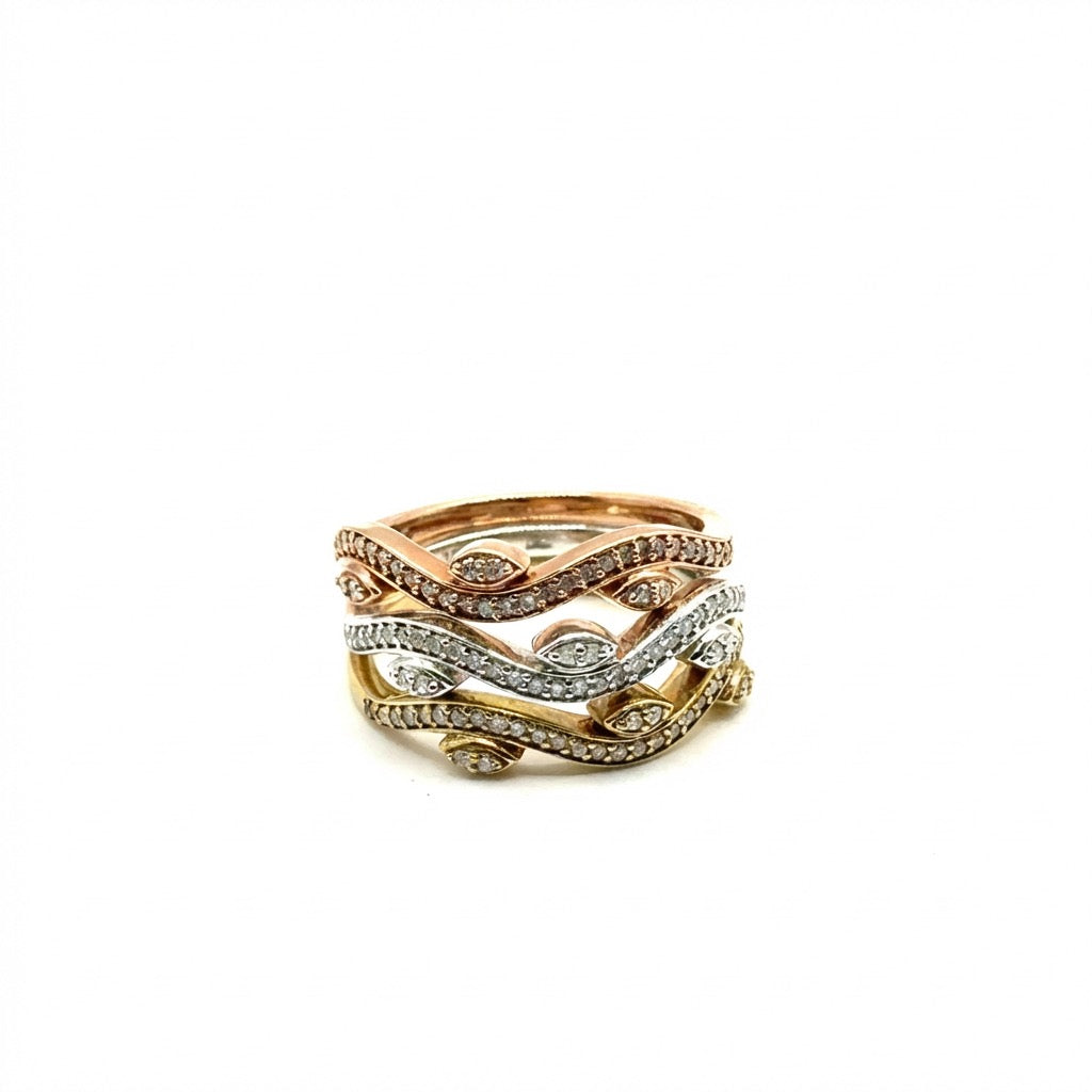 Trio de Anillos de Diamantes en Oro 10K