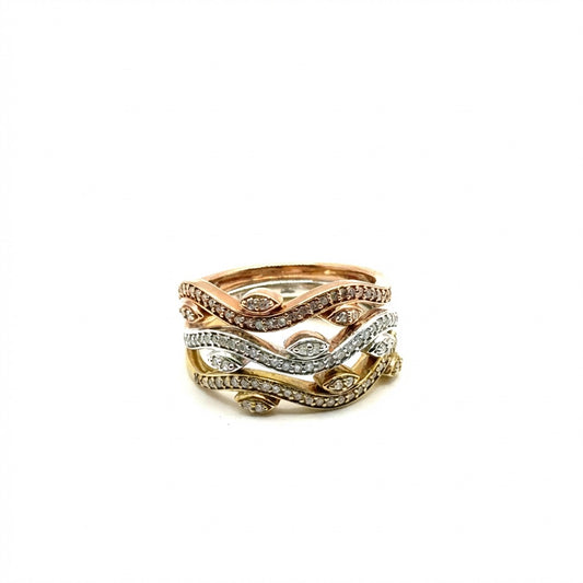 Trio de Anillos de Diamantes en Oro 10K