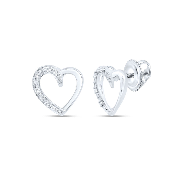 Silver Heart Earrings with Diamonds