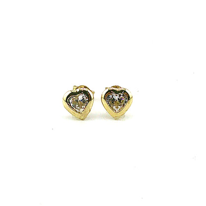 Aretes (corazon) con Zirconia en Oro