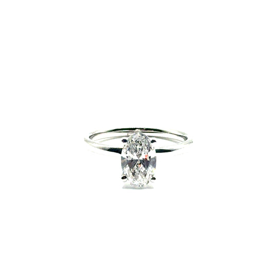Anillo de Diamante Lab (OV 1.14ct) en Oro Blanco 14K