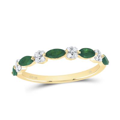 Anillo de Esmeraldas con Diamantes en Oro 10K