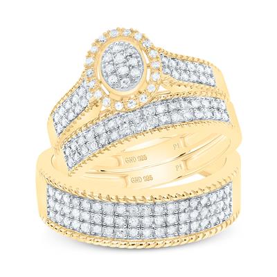 Trio de Boda en Plata con Diamantes (ovalo)