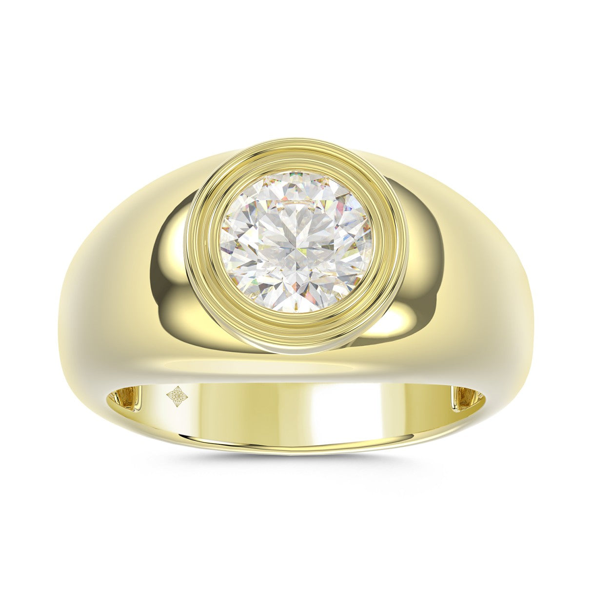 Anillo de Hombre con Diamante Laboratorio en Oro 14K