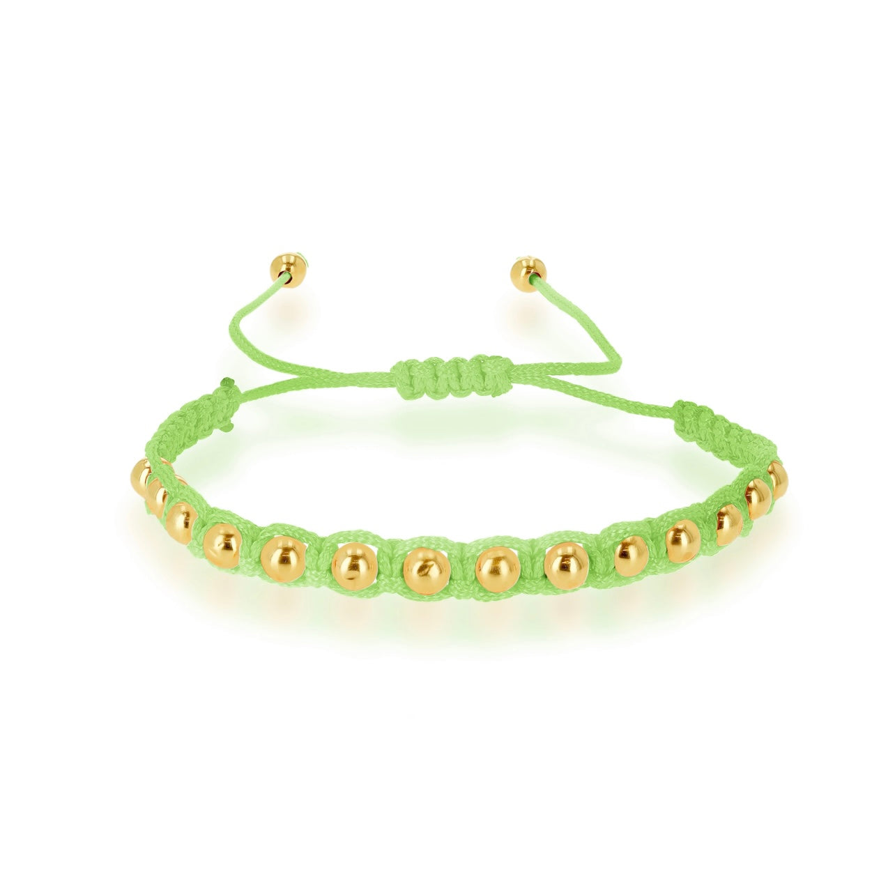 Pulsera (Bolitas de Oro 10K) Cordón Adjustable