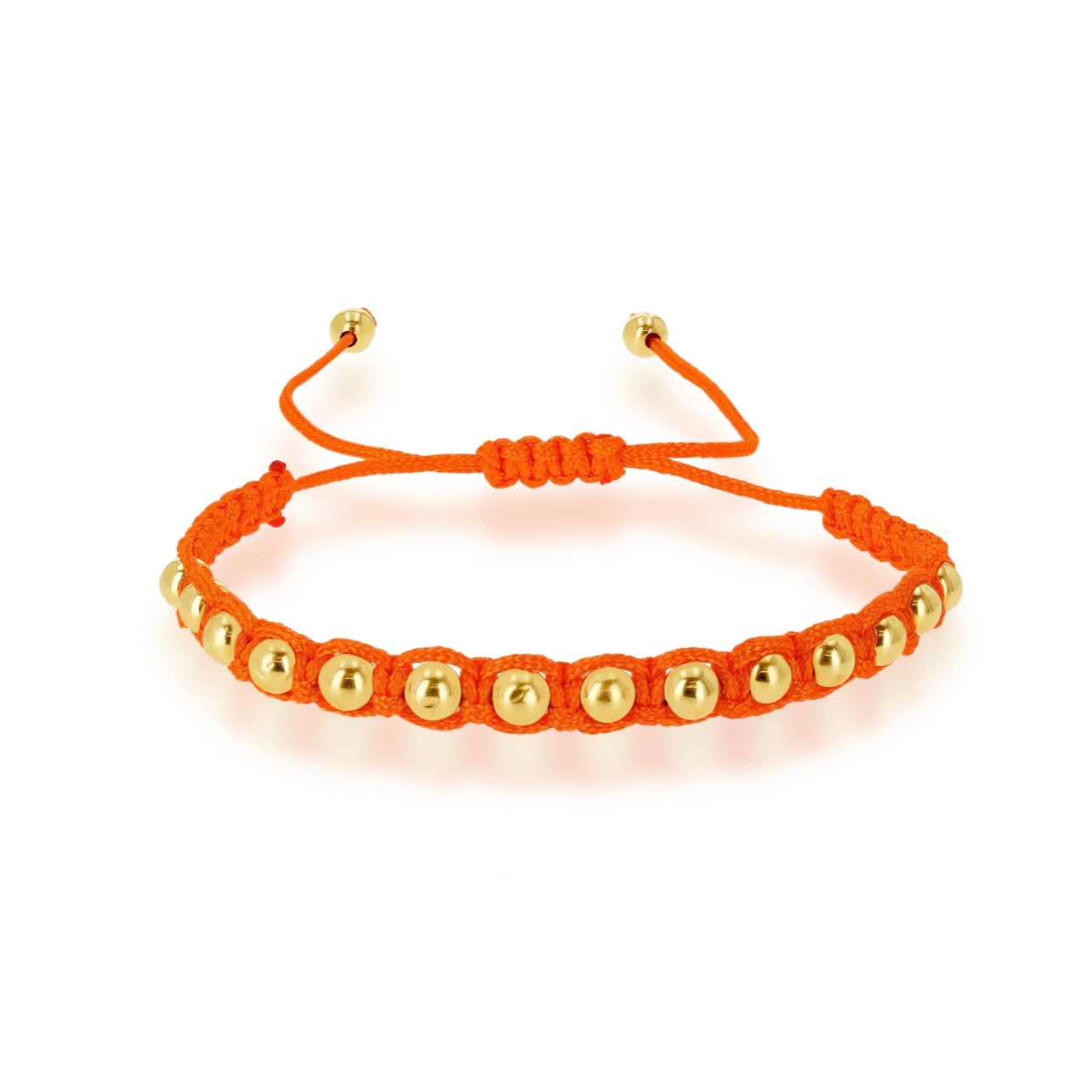 Pulsera (Bolitas de Oro 10K) Cordón Adjustable