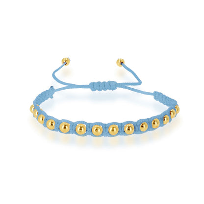 Pulsera (Bolitas de Oro 10K) Cordón Adjustable